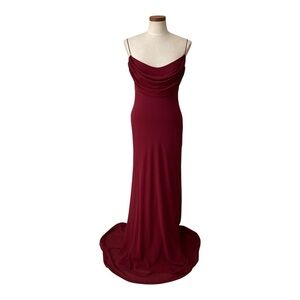 Katie May Eden Chiffon Bordeaux Gown Size 10 Bridesmaid Dress Maxi